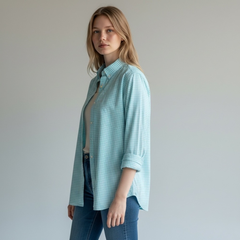 Denim & Supply Ralph Lauren Gingham Button Down Womens Large Blue Plaid 2010's